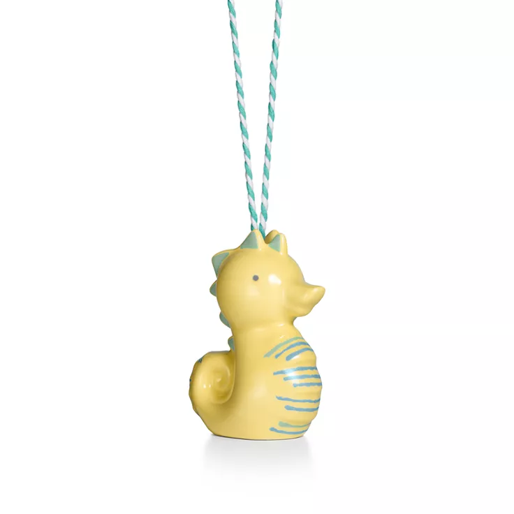 Tiny Tiffany:Seahorse Ornament in Multicolored Earthenware, 1