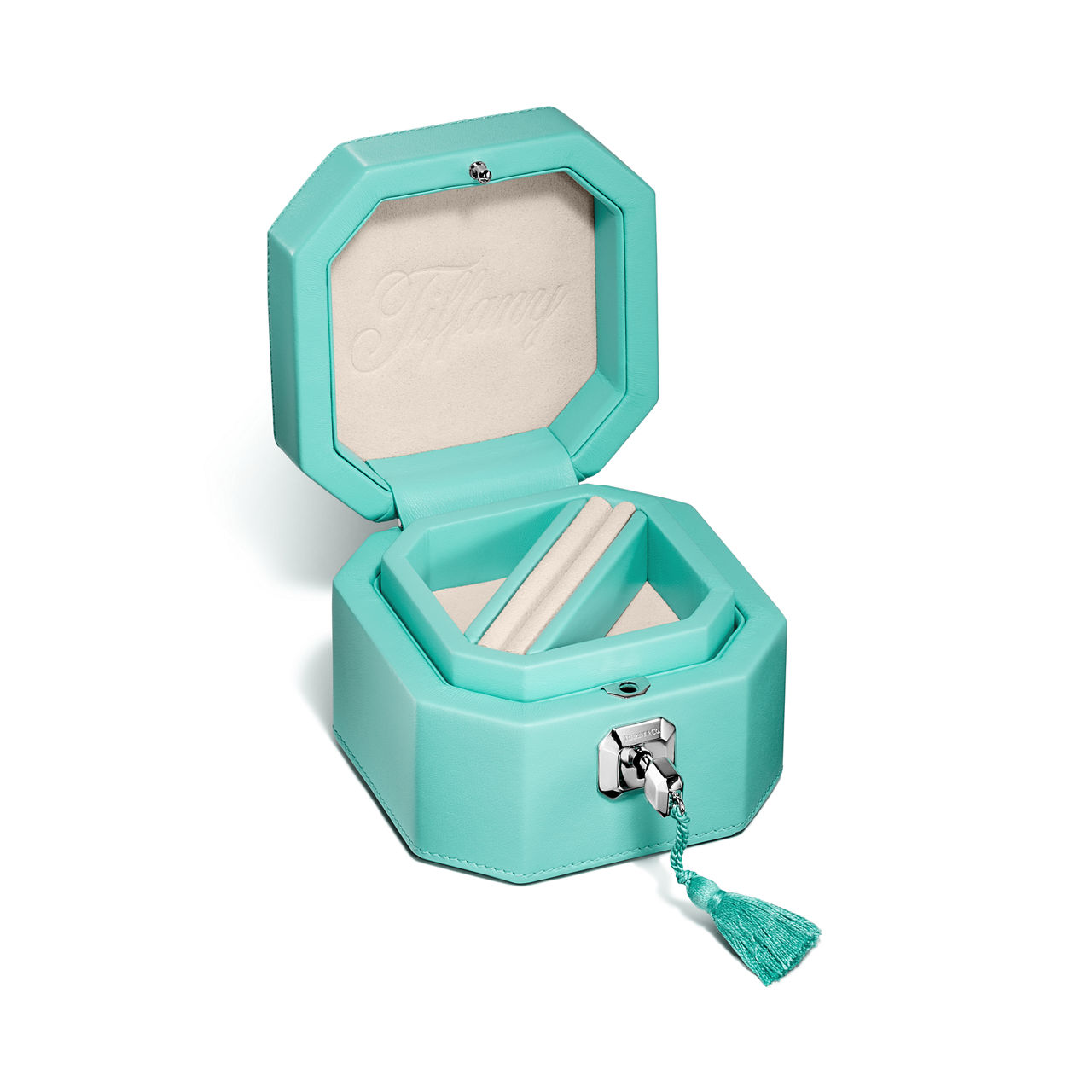 Kleines Schmuckkästchen aus Leder in Tiffany Blue®