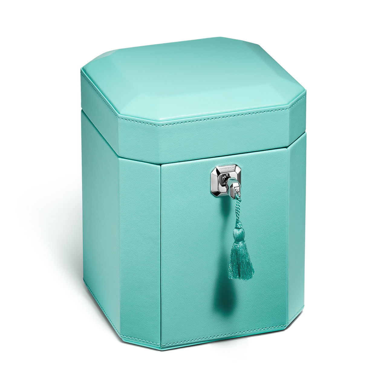 Tiffany Facets:Tall Jewellery Box in Tiffany Blue® Leather image number 0