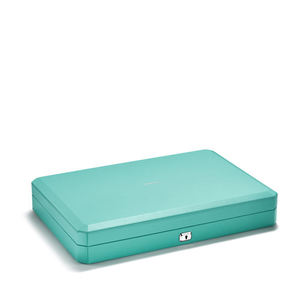 Tiffany Facets:Backgammon-Set aus Leder in Tiffany Blue®