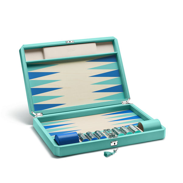 Tiffany Facets:Backgammon Set in Tiffany Blue® Leather