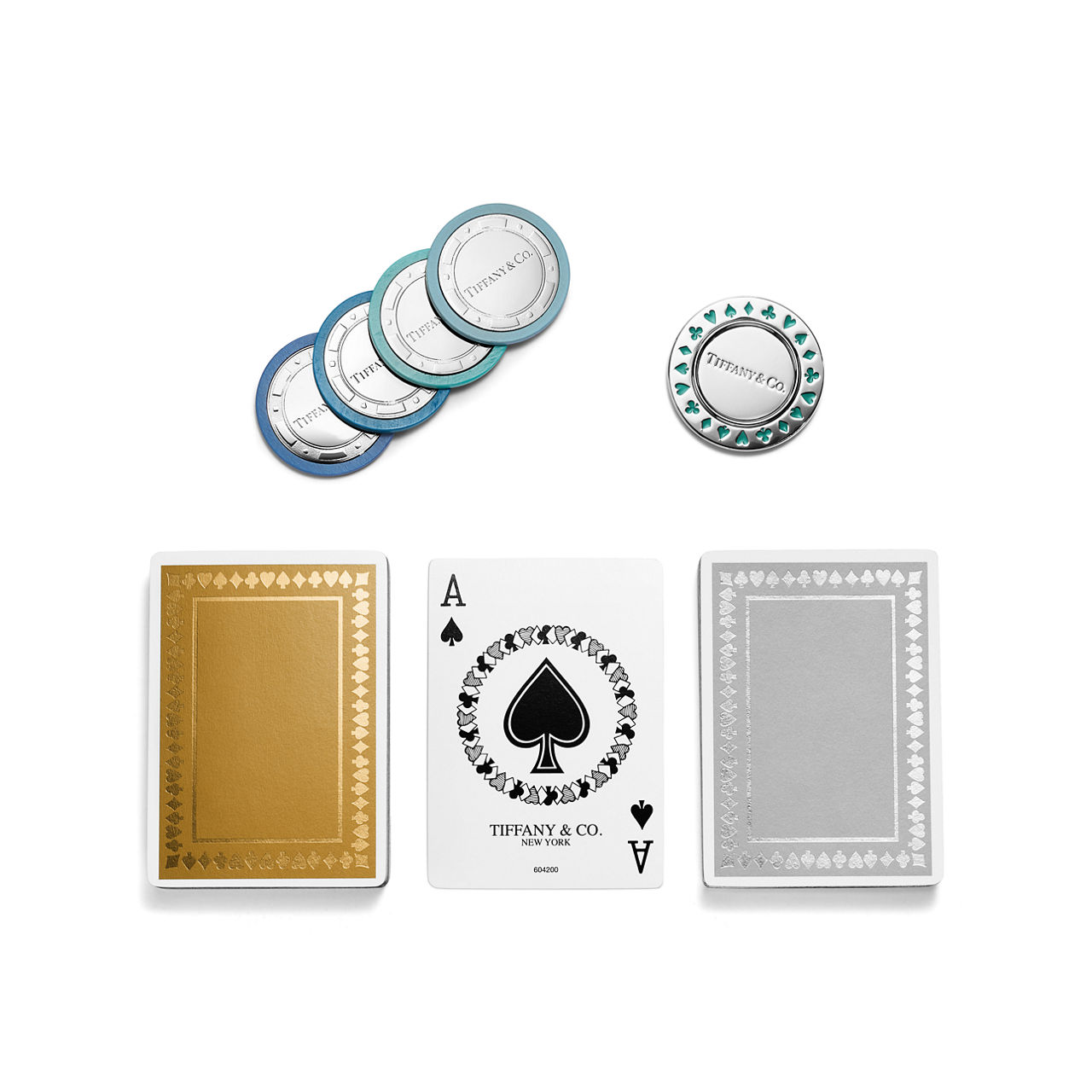 Poker-Set aus Leder in Tiffany Blue®