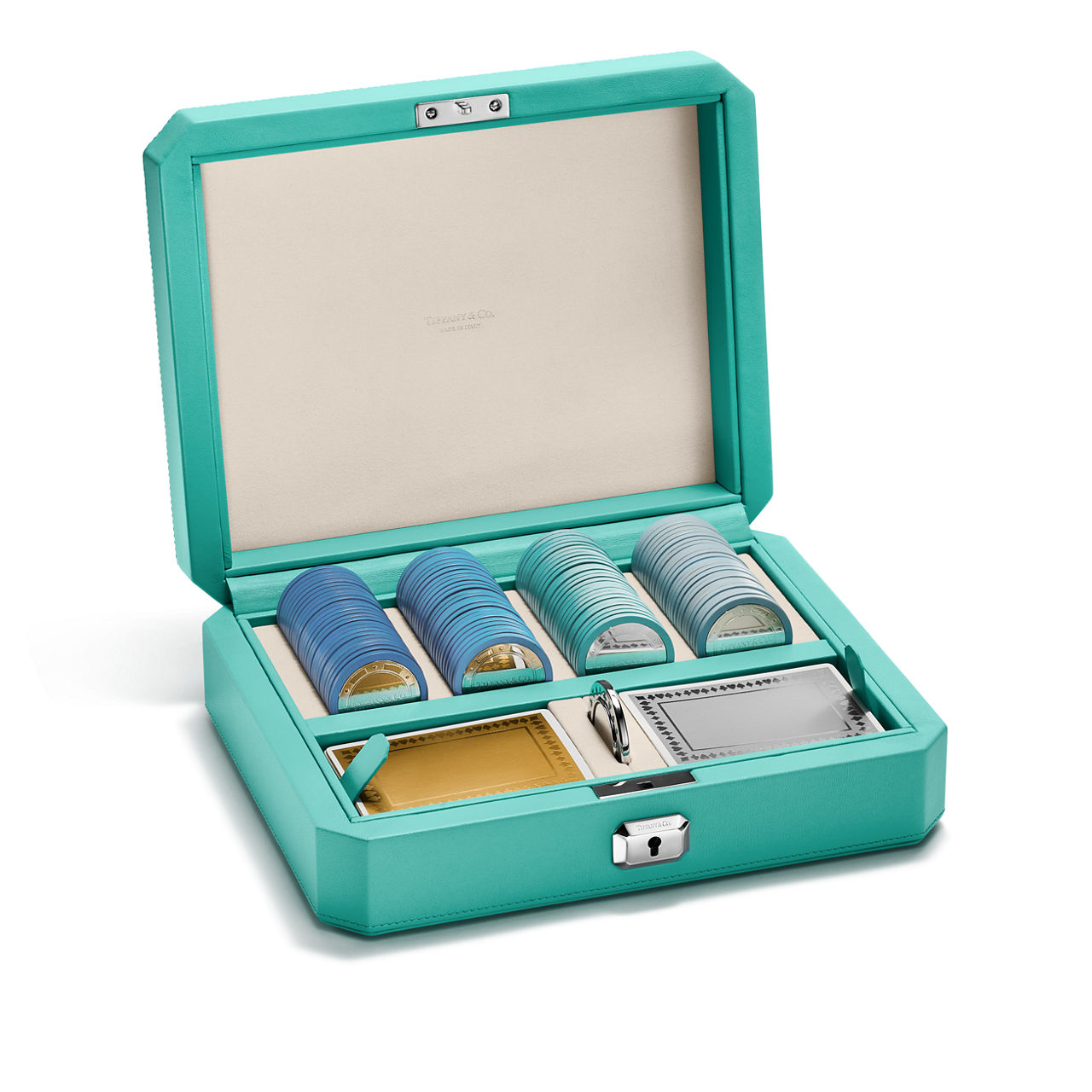 Tiffany Facets:Poker Set in Tiffany Blue® Leather image number 0