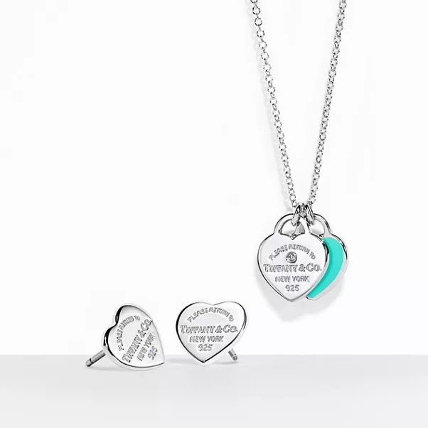 Mini Heart Pendant and Earrings Set in Sterling Silver
