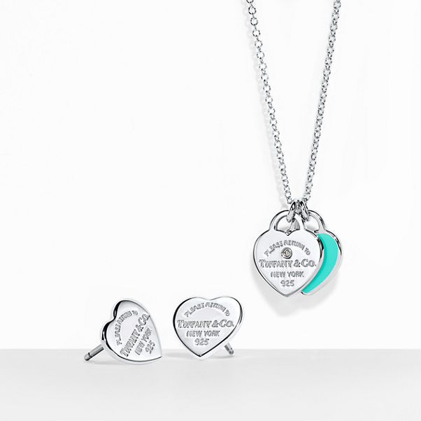 Return to Tiffany™:Mini-Herz-Anhänger und Ohrringe Set aus Sterlingsilber