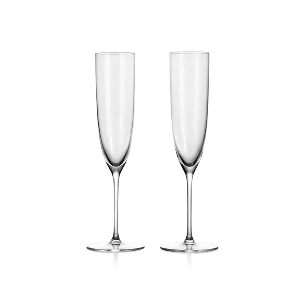 Champagne Flutes in Crystal Glass, Set of Two