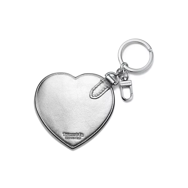 Padded Bag Charm in Silver-colored Leather