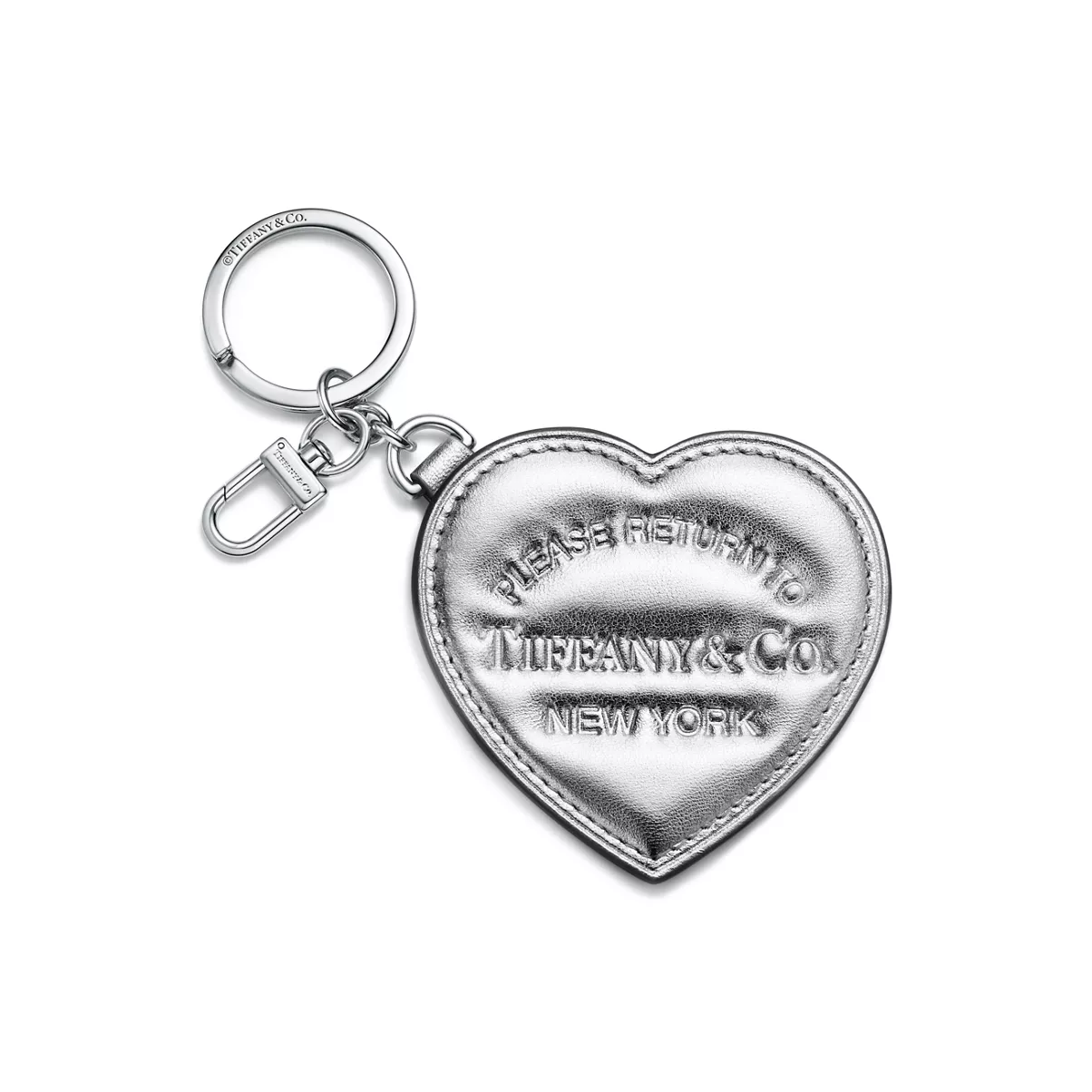 Padded Bag Charm in Silver-colored Leather