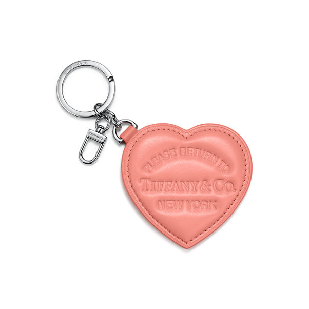 Return to Tiffany™:Padded Bag Charm in Almond Pink Leather