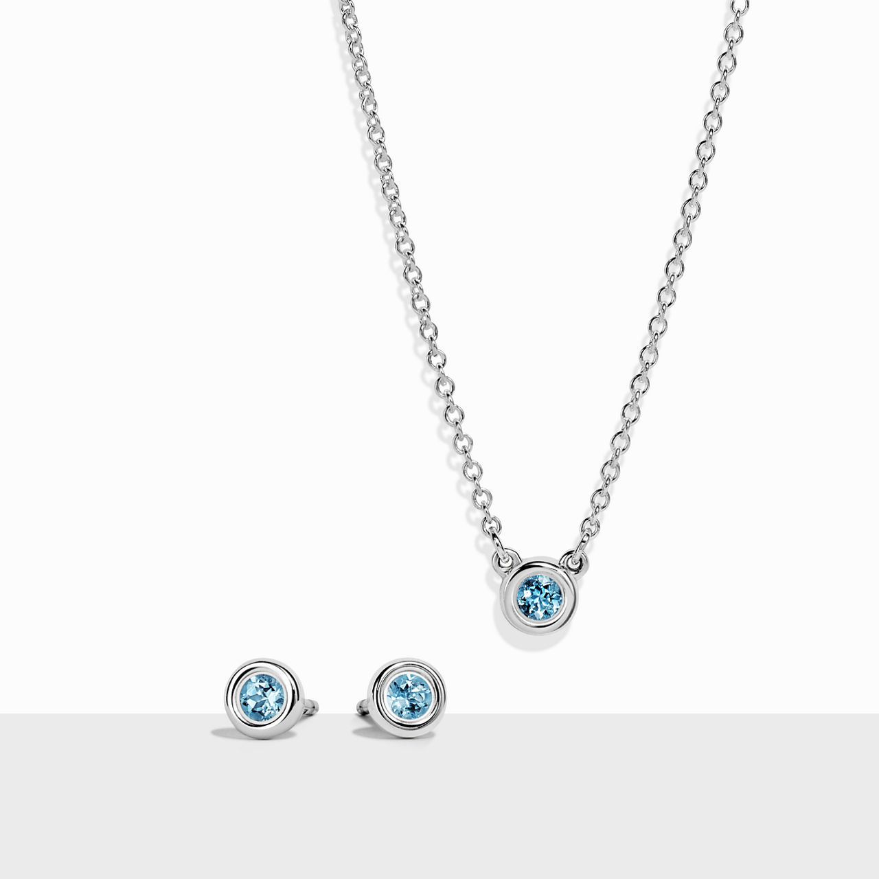 Elsa Peretti®:Color by the Yard Pendant and Earrings Set in Silver with Aquamarine image number 0