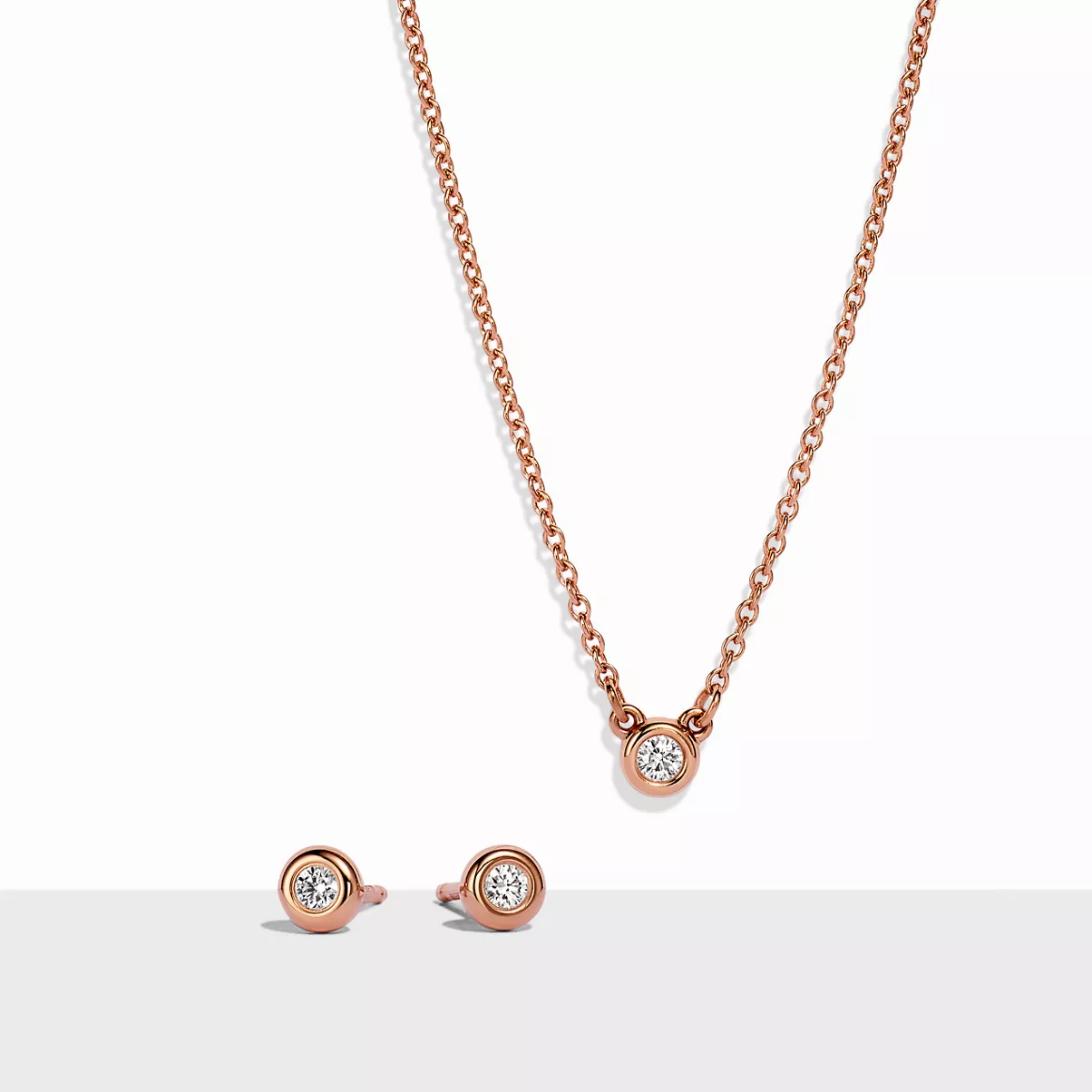 Diamonds by the Yard&reg; Pendant and Earrings Set in Rose Gold