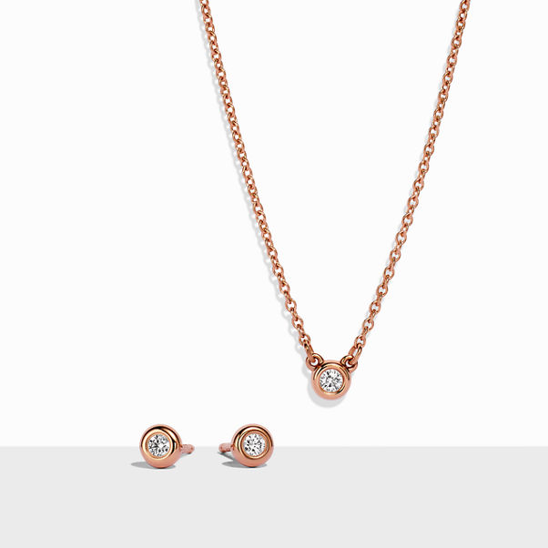 Elsa Peretti®:Diamonds by the Yard® Pendant and Earrings Set in Rose Gold