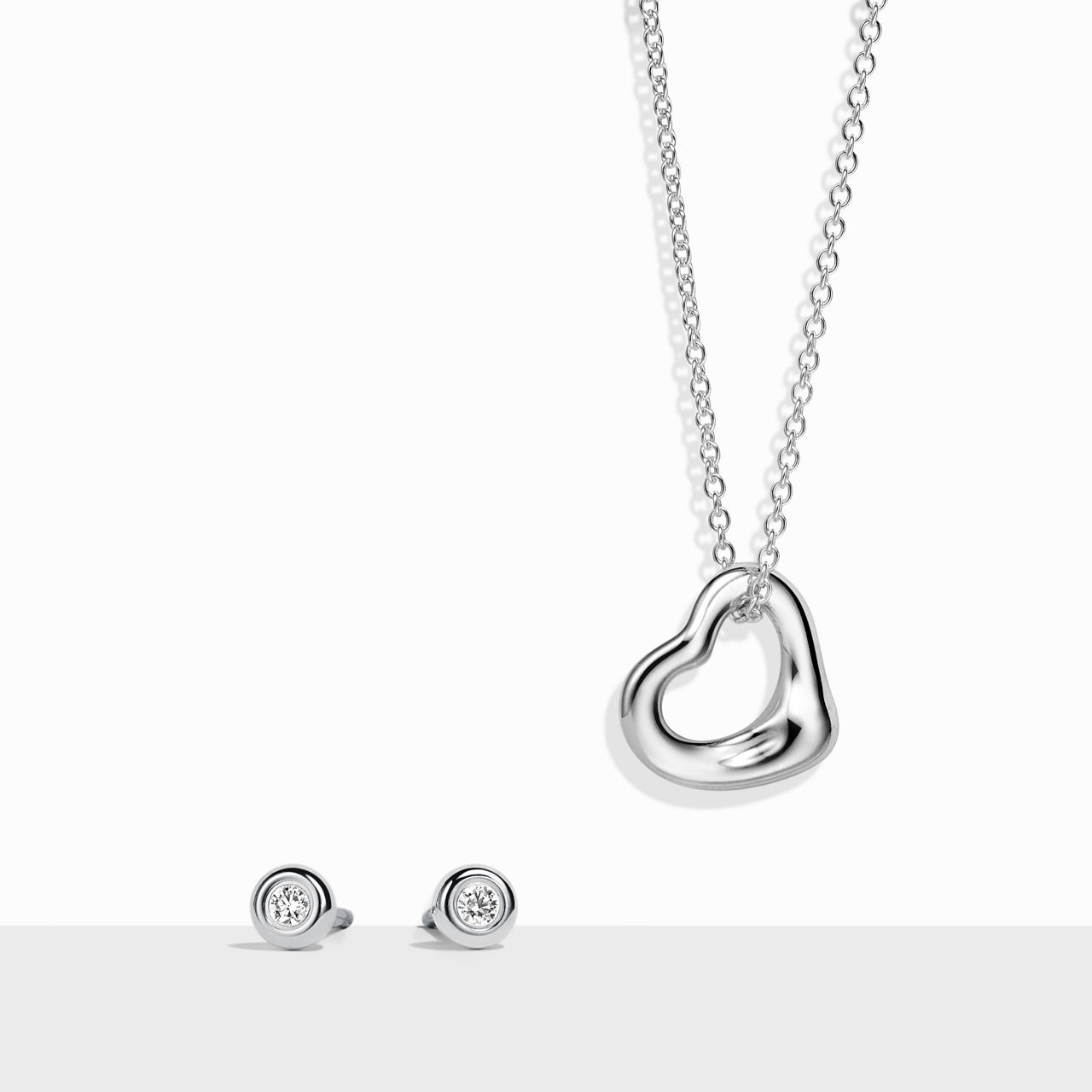 Elsa Peretti®:Open Heart and Diamonds by the Yard® Set in Sterling Silver image number 0