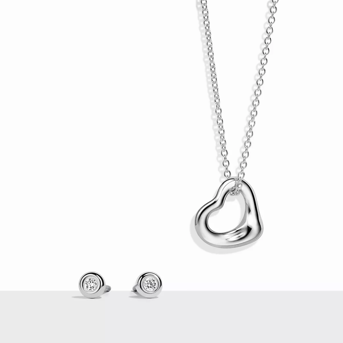 Open Heart and Diamonds by the Yard&reg; Set in Sterling Silver