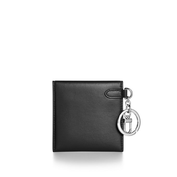 Return to Tiffany™:Pouch Bag Charm in Black Leather image number 2