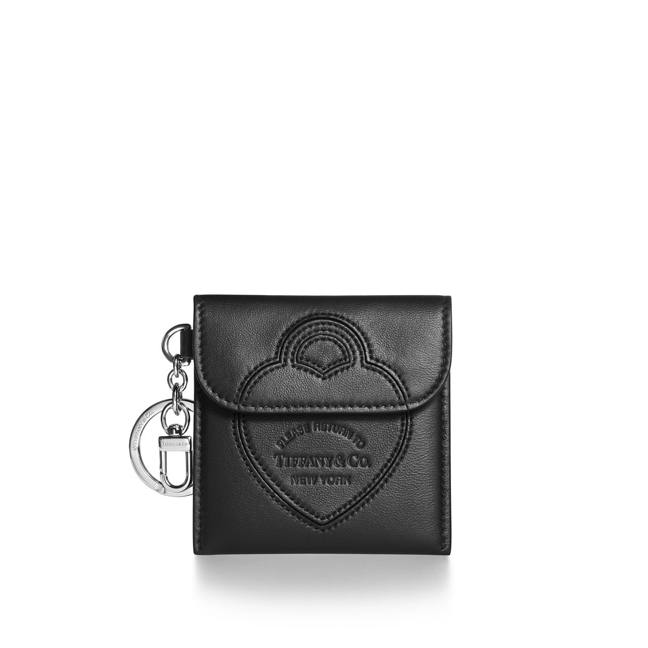 Return to Tiffany™:Pouch Bag Charm in Black Leather image number 0
