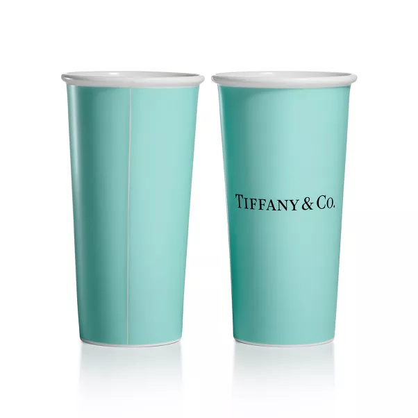 Tasses à café Tiffany, taille large en porcelaine, ensemble de deux