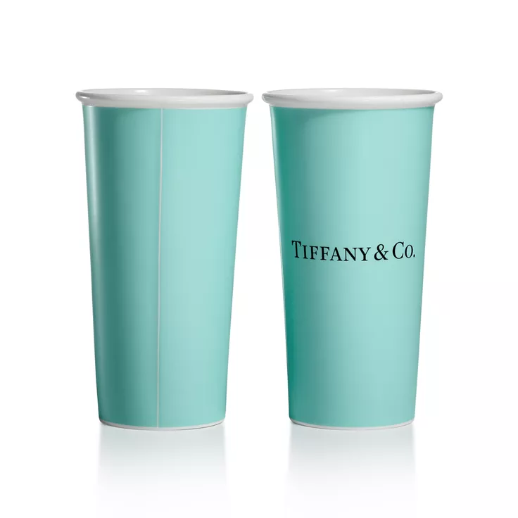 Tiffany Cups:Tiffany Large Coffee Cups in Bone China, Set of Two, 1