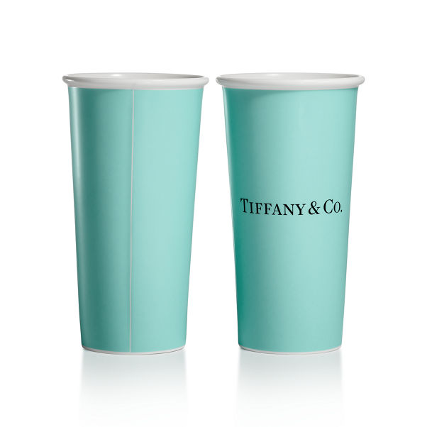 Tiffany Cups:Tiffany Large Coffee Cups in Bone China, Set of Two