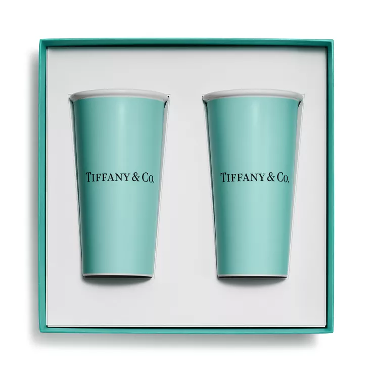 Tiffany Cups:Tiffany Large Coffee Cups in Bone China, Set of Two, 2