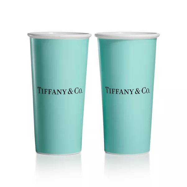 Tasses à café Tiffany, taille large en porcelaine, ensemble de deux