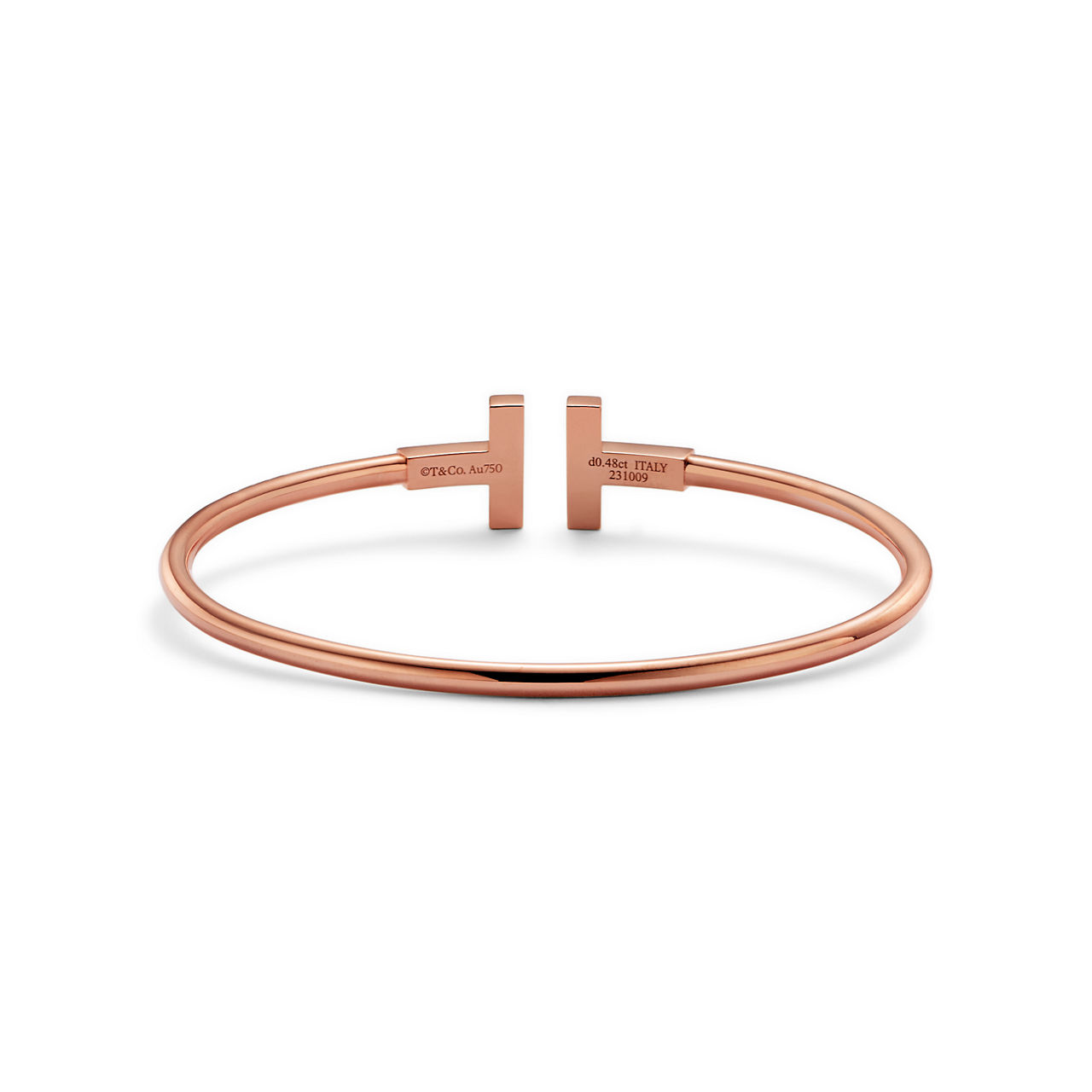 Tiffany T:Pavé Diamond Wire Bangle in Rose Gold image number 3