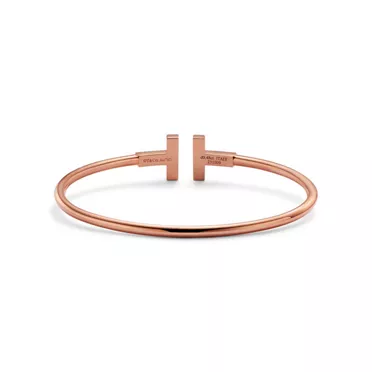 Tiffany T:Pavé Diamond Wire Bangle in Rose Gold, 3