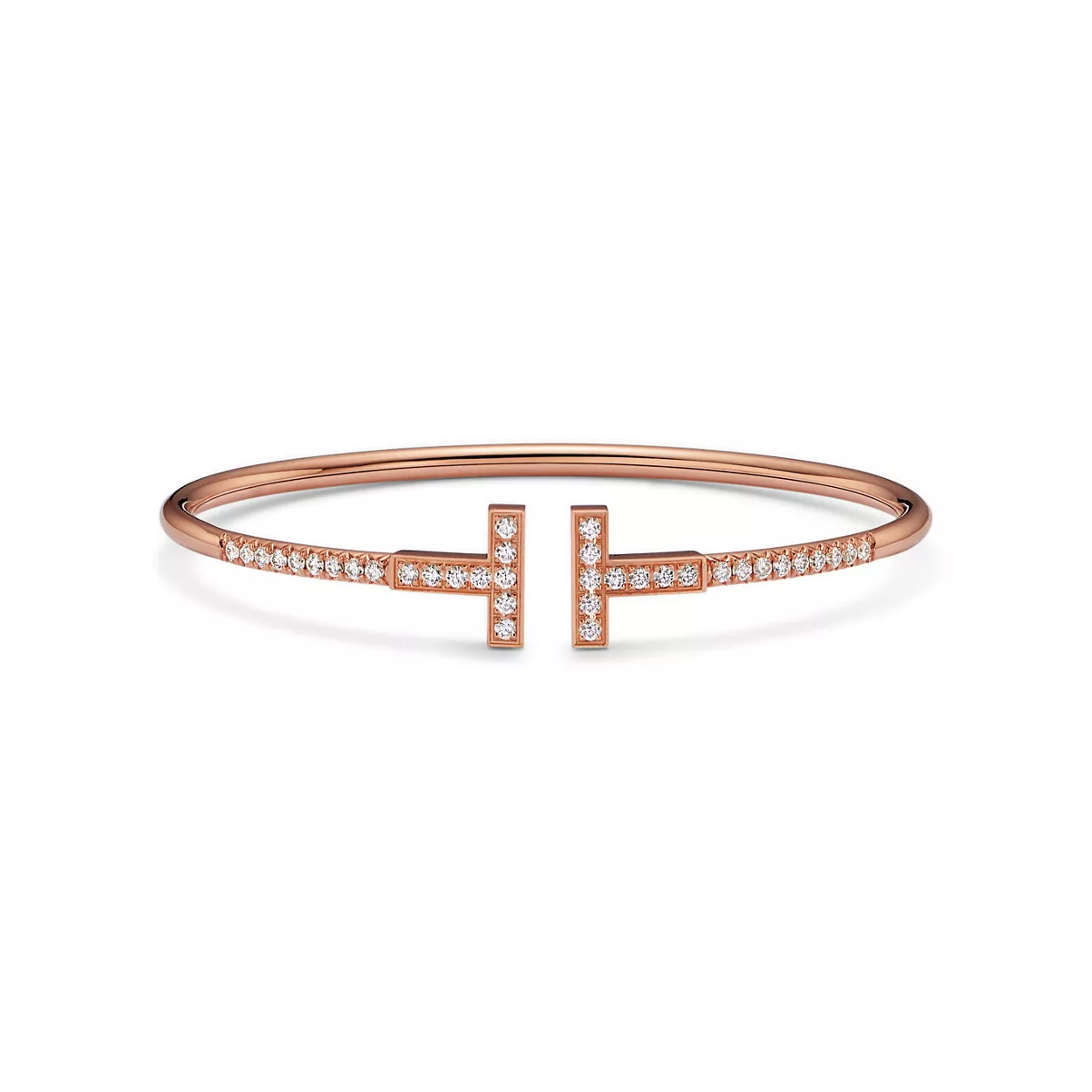 Pav&eacute; Diamond Wire Bangle in Rose Gold