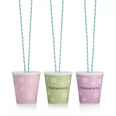 Collezione Tiffany Cups:Decorazioni bicchiere di carta con fiocchi di neve in porcellana fine, set di tre, 3