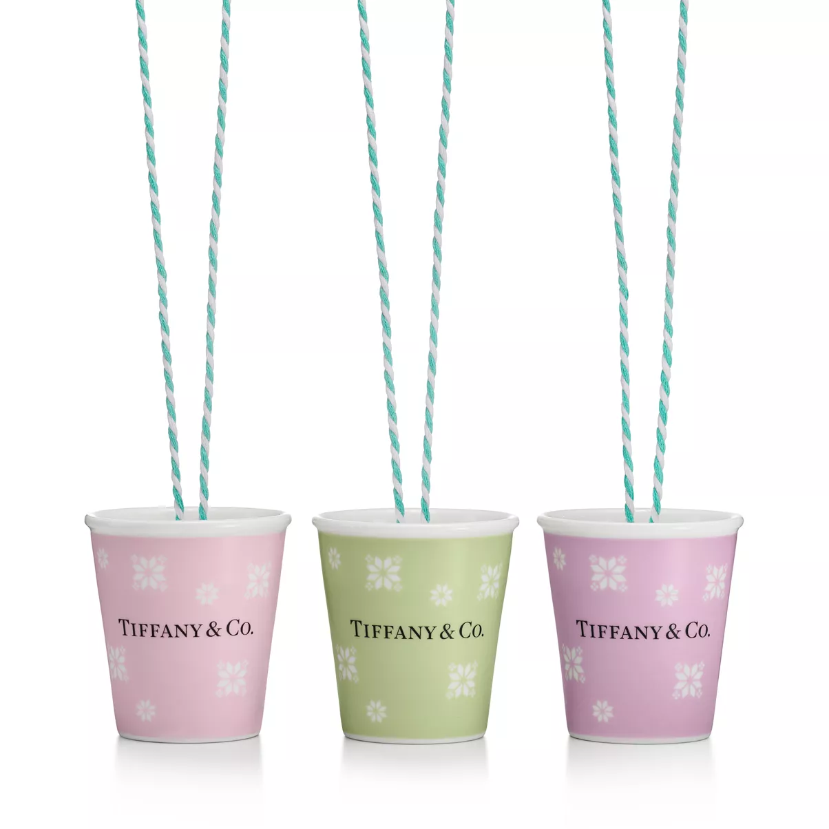  Paper Cup Snowflake Ornaments Set of Three, in Bone China