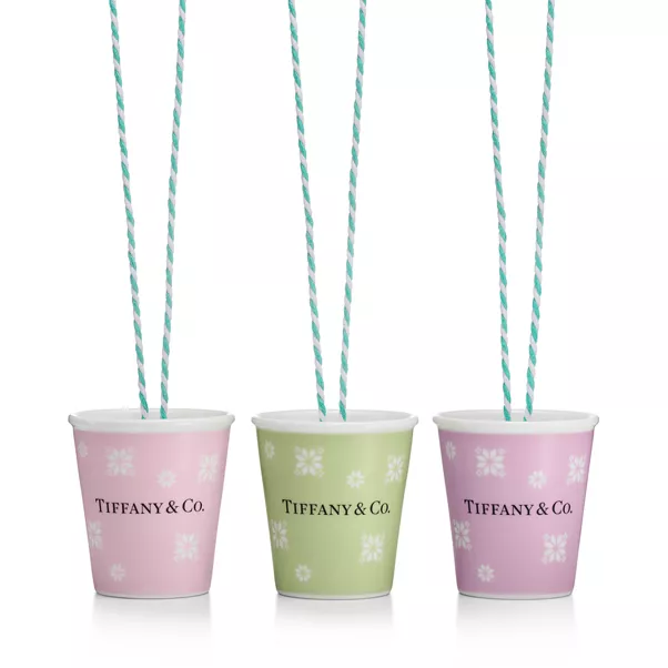  Paper Cup Snowflake Ornaments Set of Three, in Bone China
