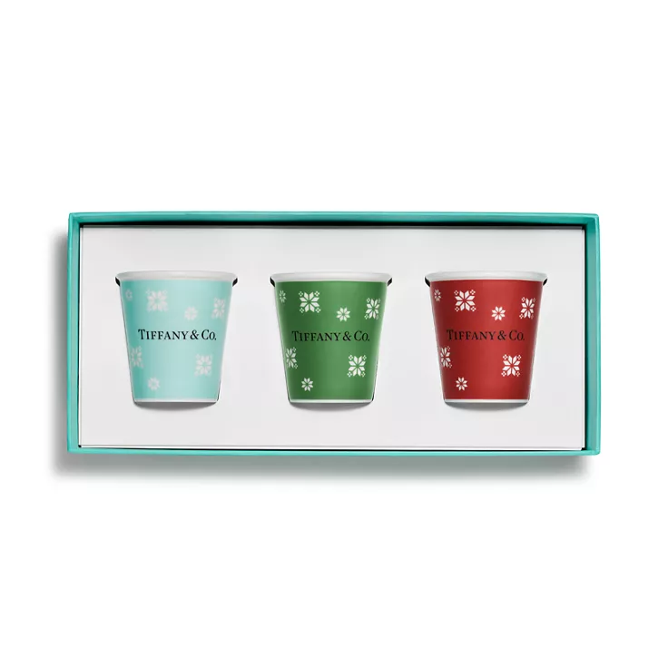 Collezione Tiffany Cups:Decorazioni bicchiere di carta con fiocchi di neve in porcellana fine, set di tre, 4