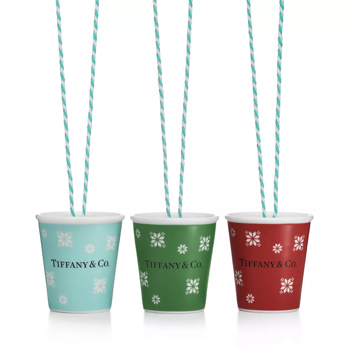  Paper Cup Snowflake Ornaments Set of Three, in Bone China