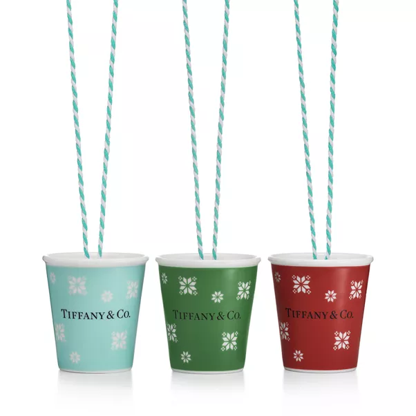  Paper Cup Snowflake Ornaments Set of Three, in Bone China