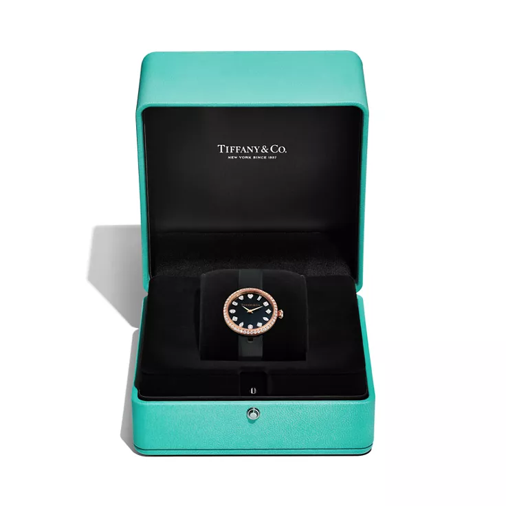 Tiffany Eternity:Reloj redondo de 28 mm en oro rosa con diamantes, 5