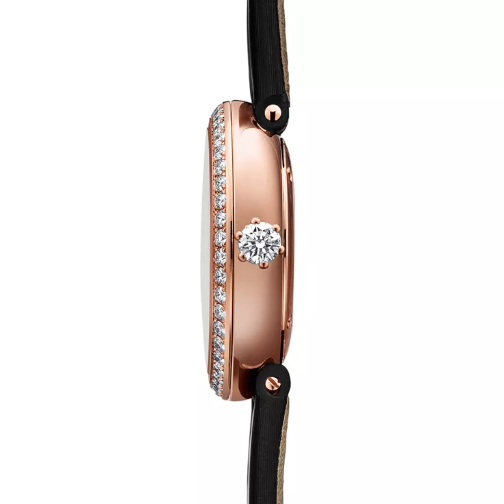 Tiffany Eternity:Runde Uhr 28 mm in Roségold mit schwarzem Rubellit und Diamanten, 4