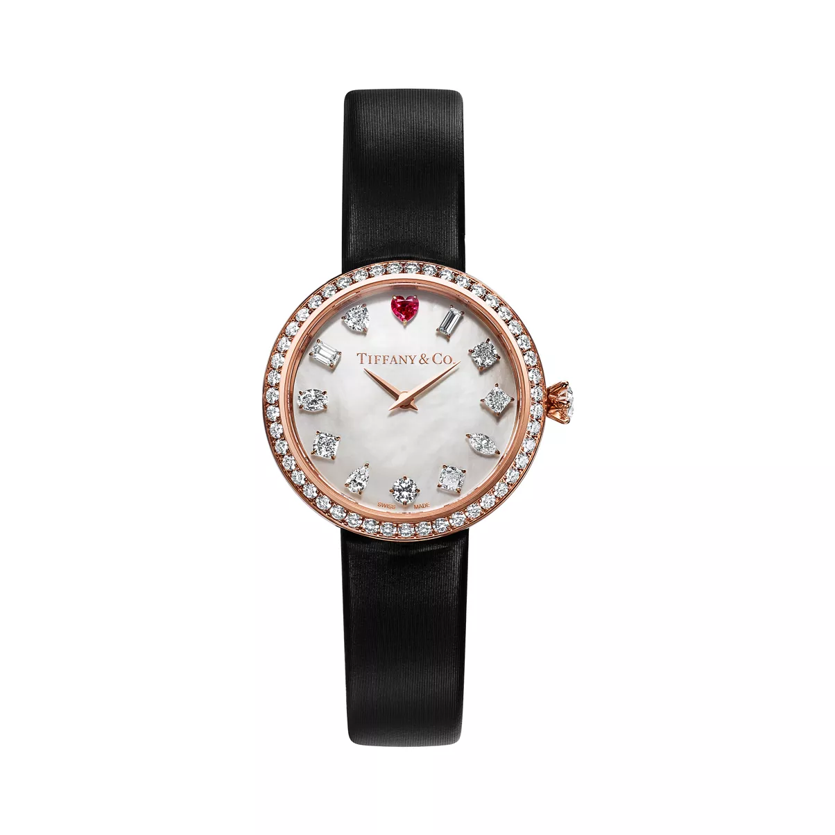 28 MM Round Watch in Rose Gold with a Rubellite and Diamonds