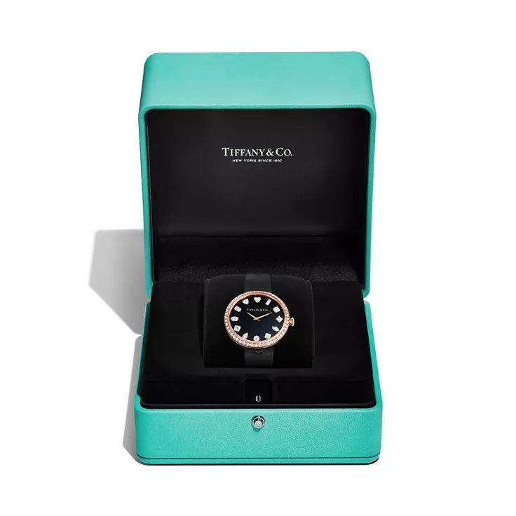 Tiffany Eternity:Reloj redondo de 32 mm en oro rosa con diamantes, 5