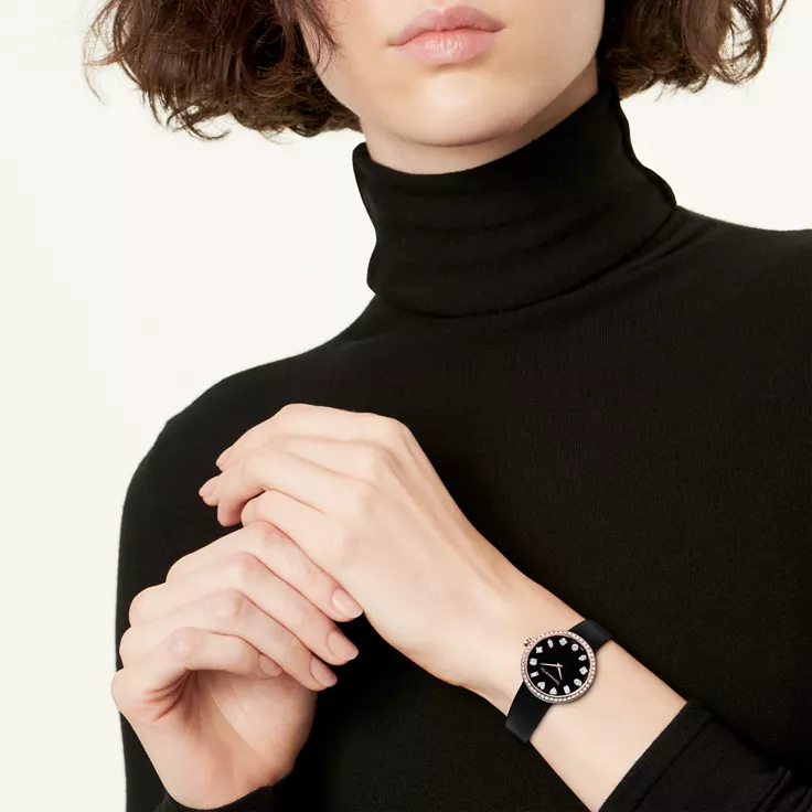Tiffany Eternity:Reloj redondo de 32 mm en oro rosa con diamantes, 1