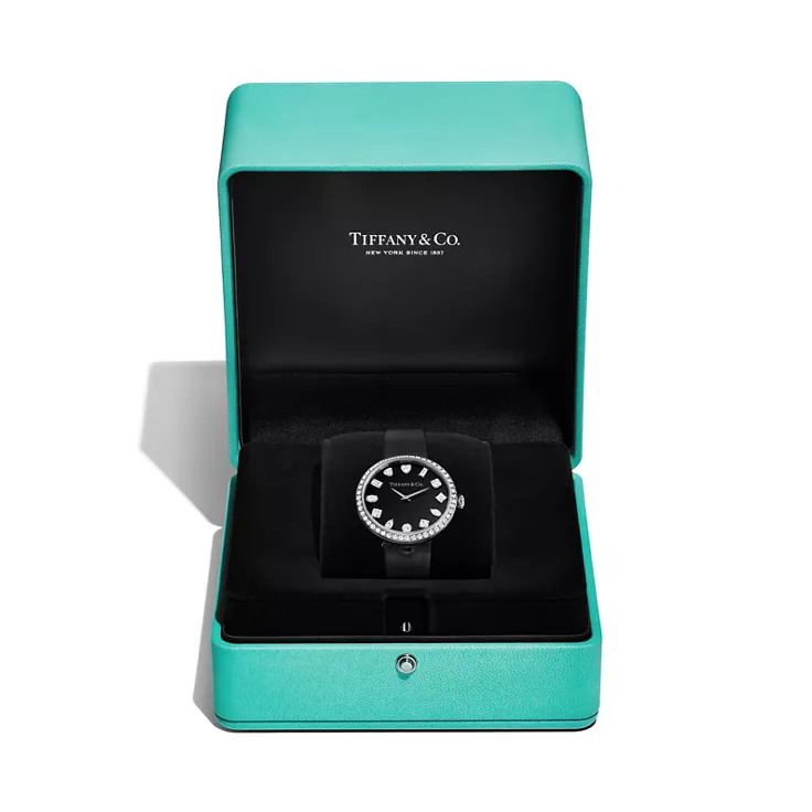 Tiffany Eternity:Reloj redondo de 32 mm en oro blanco con diamantes, 5