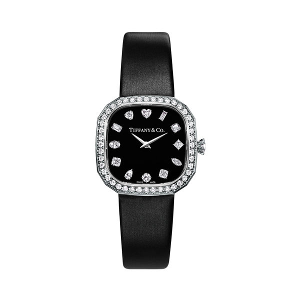 Tiffany Eternity:28 MM Cushion-shaped Watch in White Gold with Diamonds