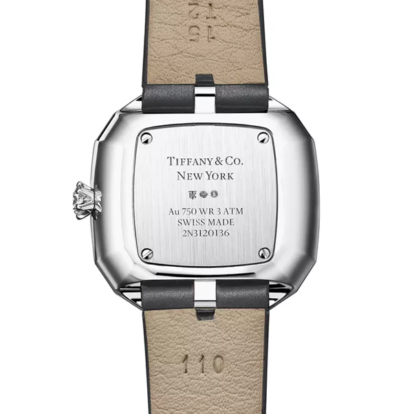 Cushionförmige Uhr 28 mm in Weißgold mit Diamanten