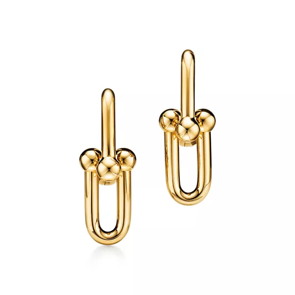 Mittelgroße Gliederohrringein Gelbgold