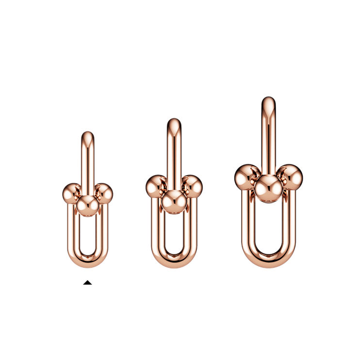 Tiffany HardWear:Boucles d’oreilles à maillons taille Medium en or rose numéro dimage {1}