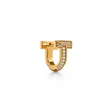 Tiffany T:T1 Half Pavé Diamond Huggie Earrings in Yellow Gold, 2