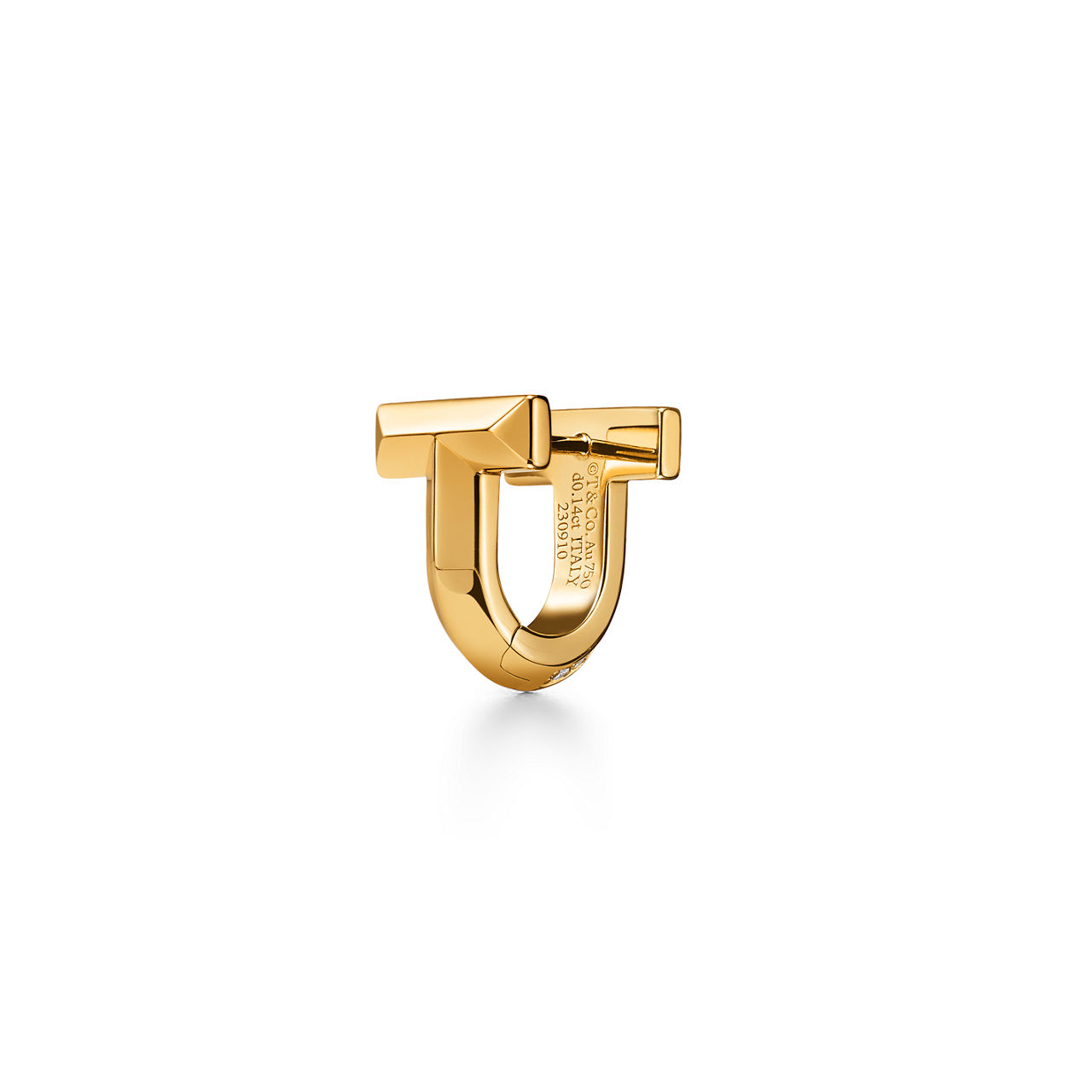 Tiffany T:T1 Half Pavé Diamond Huggie Earrings in Yellow Gold image number 3