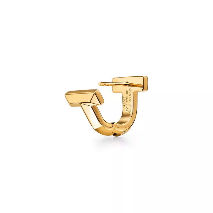 Tiffany T:T1 Half Pavé Diamond Huggie Earrings in Yellow Gold, 4