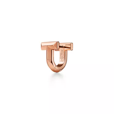 Tiffany T:T1 Half Pavé Diamond Huggie Earrings in Rose Gold, 3