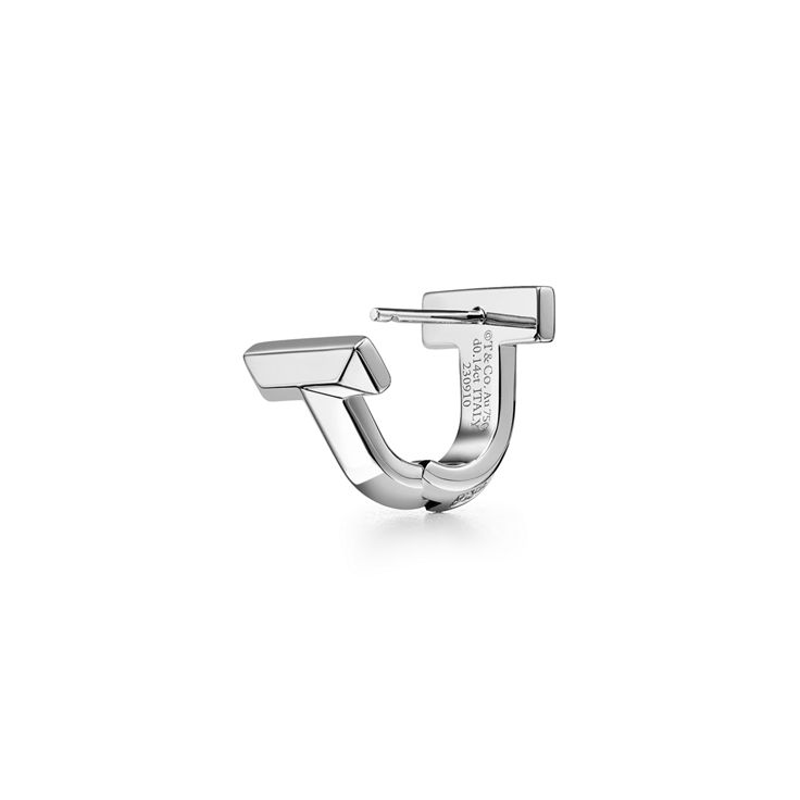 Tiffany T:T1 Half Pavé Diamond Huggie Earrings in White Gold image number 4