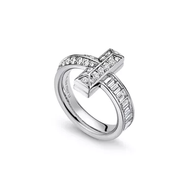 Tiffany T:T1 Ring in White Gold with Baguette and Pavé Diamonds, 3